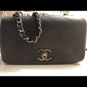 Chanel Mini Charcoal Grey Ruthenium Hardware